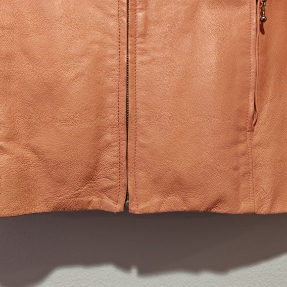 Vintage Lew Magram Collection Leather Jacket Medium Pastel Orange Women's - Picture 5 of 10